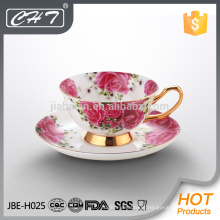 Copos de chá e pires de leite elegante de porcelana de qualidade durável
